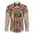 Bula Fiji Vintage Family Matching Short Sleeve Bodycon Dress and Hawaiian Shirt Brown Masi Motifs