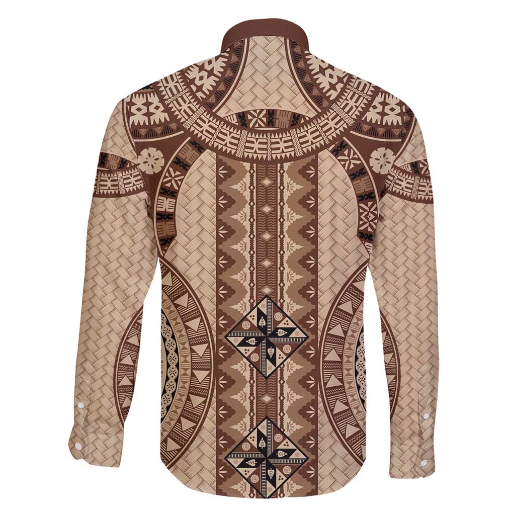 Bula Fiji Vintage Family Matching Short Sleeve Bodycon Dress and Hawaiian Shirt Brown Masi Motifs