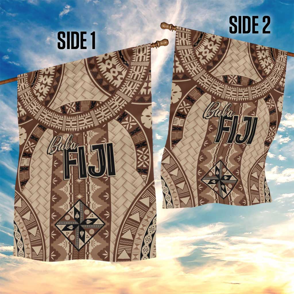 Bula Fiji Vintage Garden Flag Brown Masi Motifs