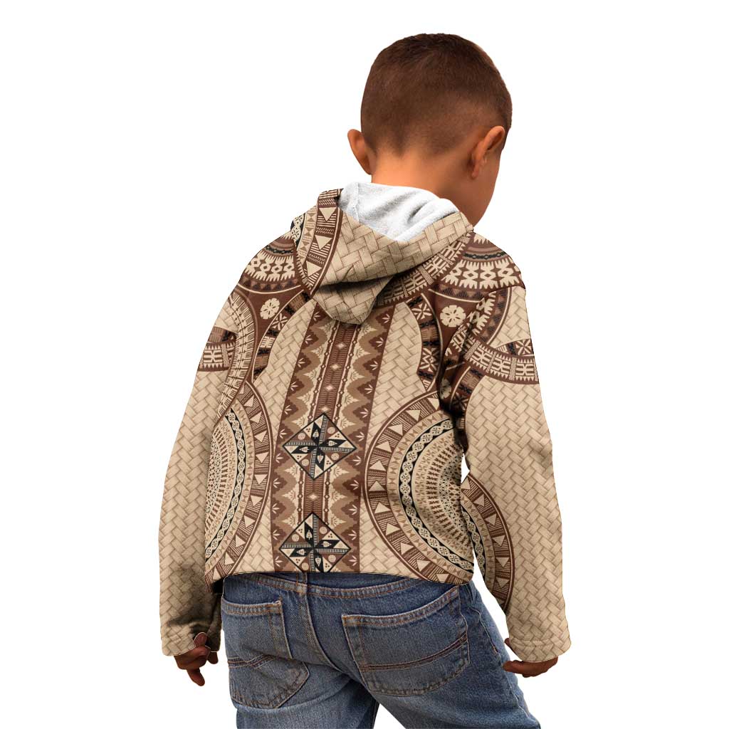 Bula Fiji Vintage Kid Hoodie Brown Masi Motifs