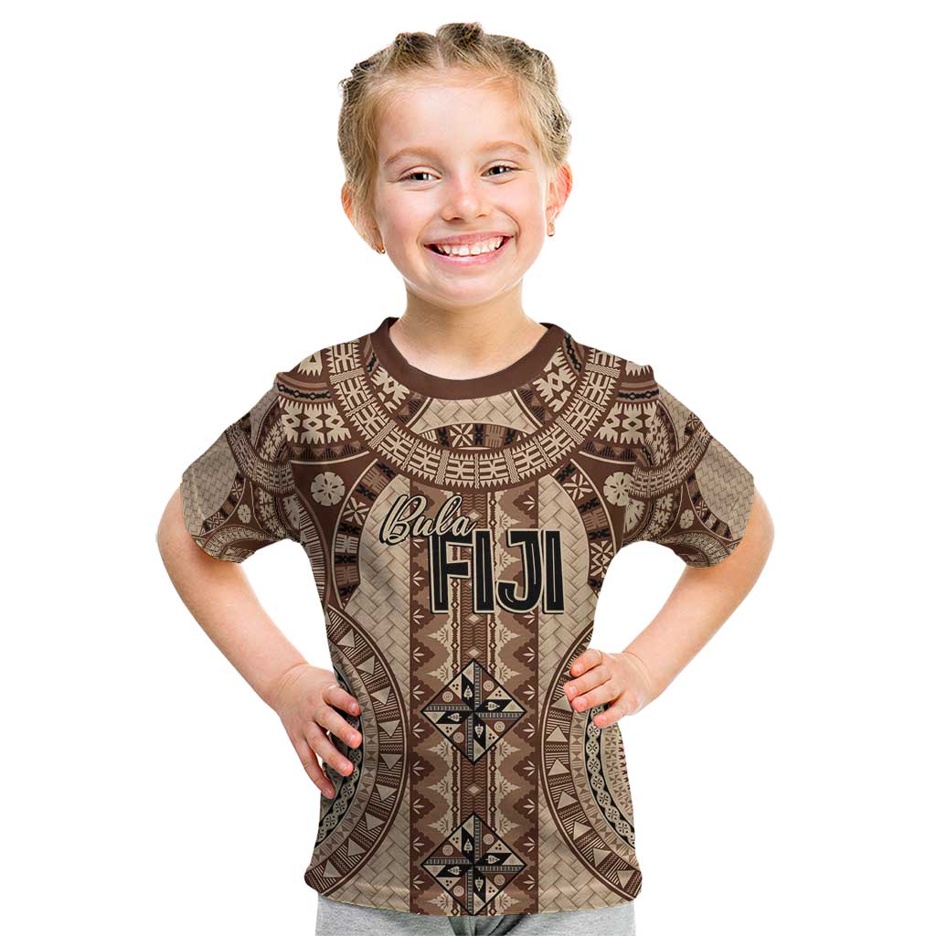 Bula Fiji Vintage Kid T Shirt Brown Masi Motifs