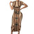 Bula Fiji Vintage Short Sleeve Bodycon Dress Brown Masi Motifs