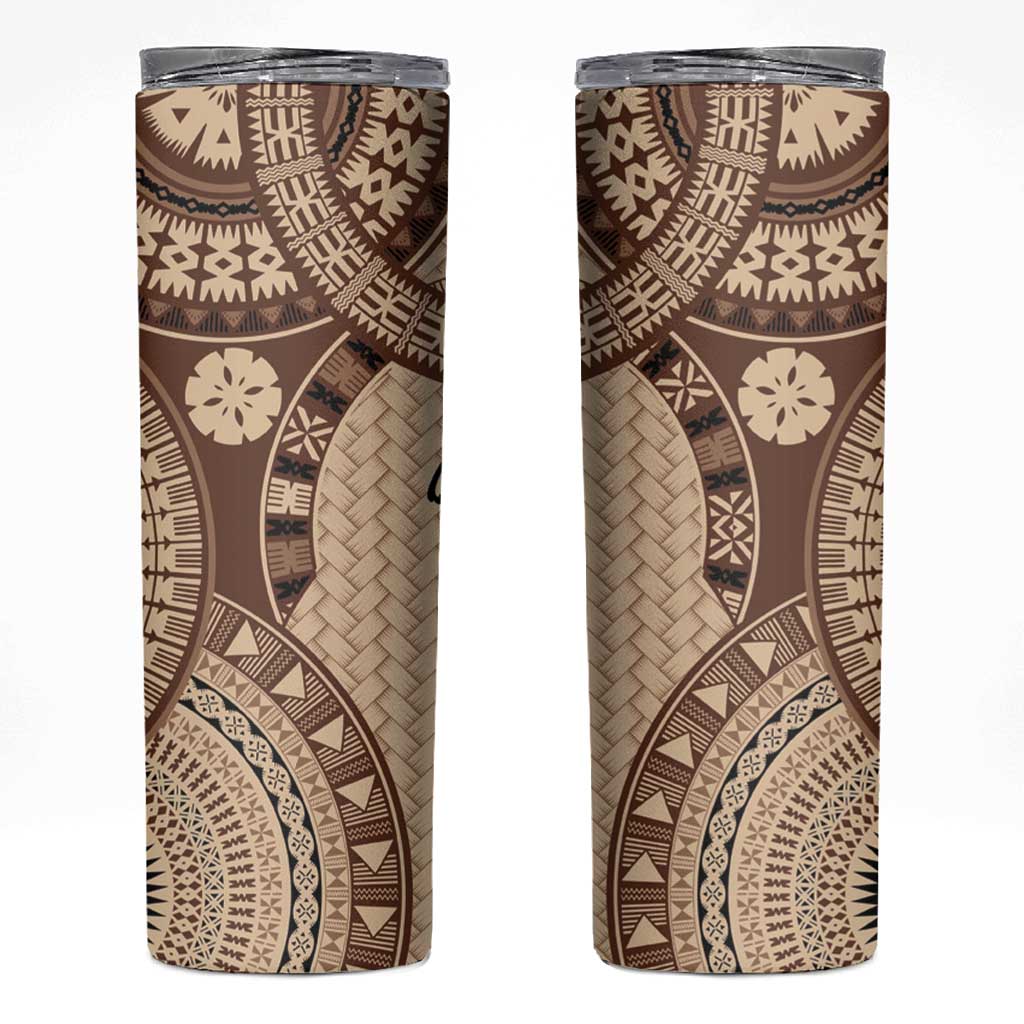 Bula Fiji Vintage Skinny Tumbler Brown Masi Motifs
