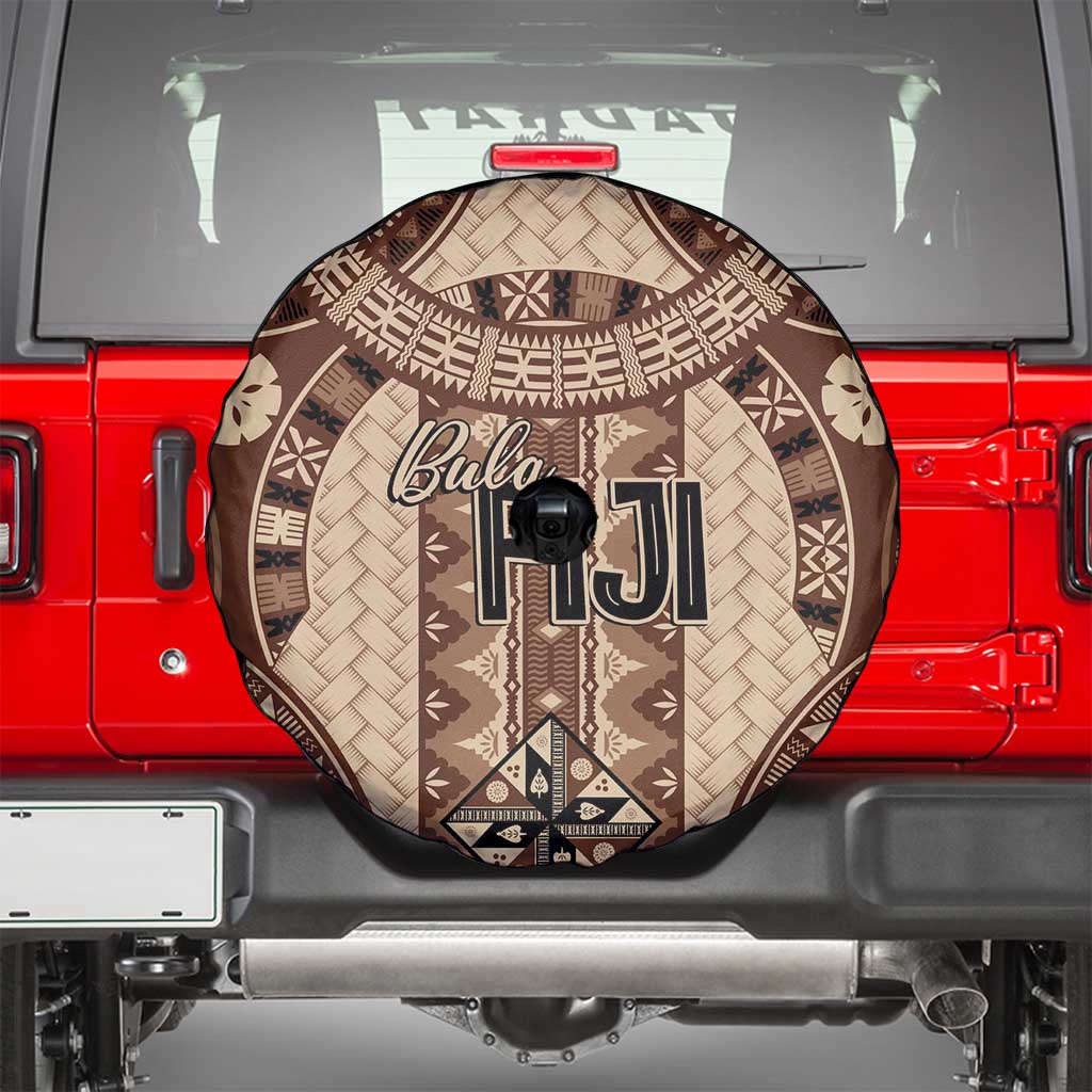 Bula Fiji Vintage Spare Tire Cover Brown Masi Motifs