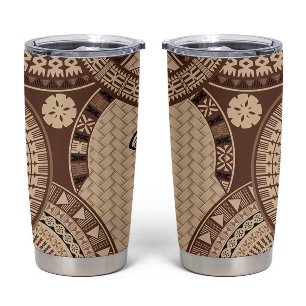 Bula Fiji Vintage Tumbler Cup Brown Masi Motifs