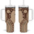 Bula Fiji Vintage Tumbler With Handle Brown Masi Motifs