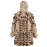 Bula Fiji Vintage Wearable Blanket Hoodie Brown Masi Motifs