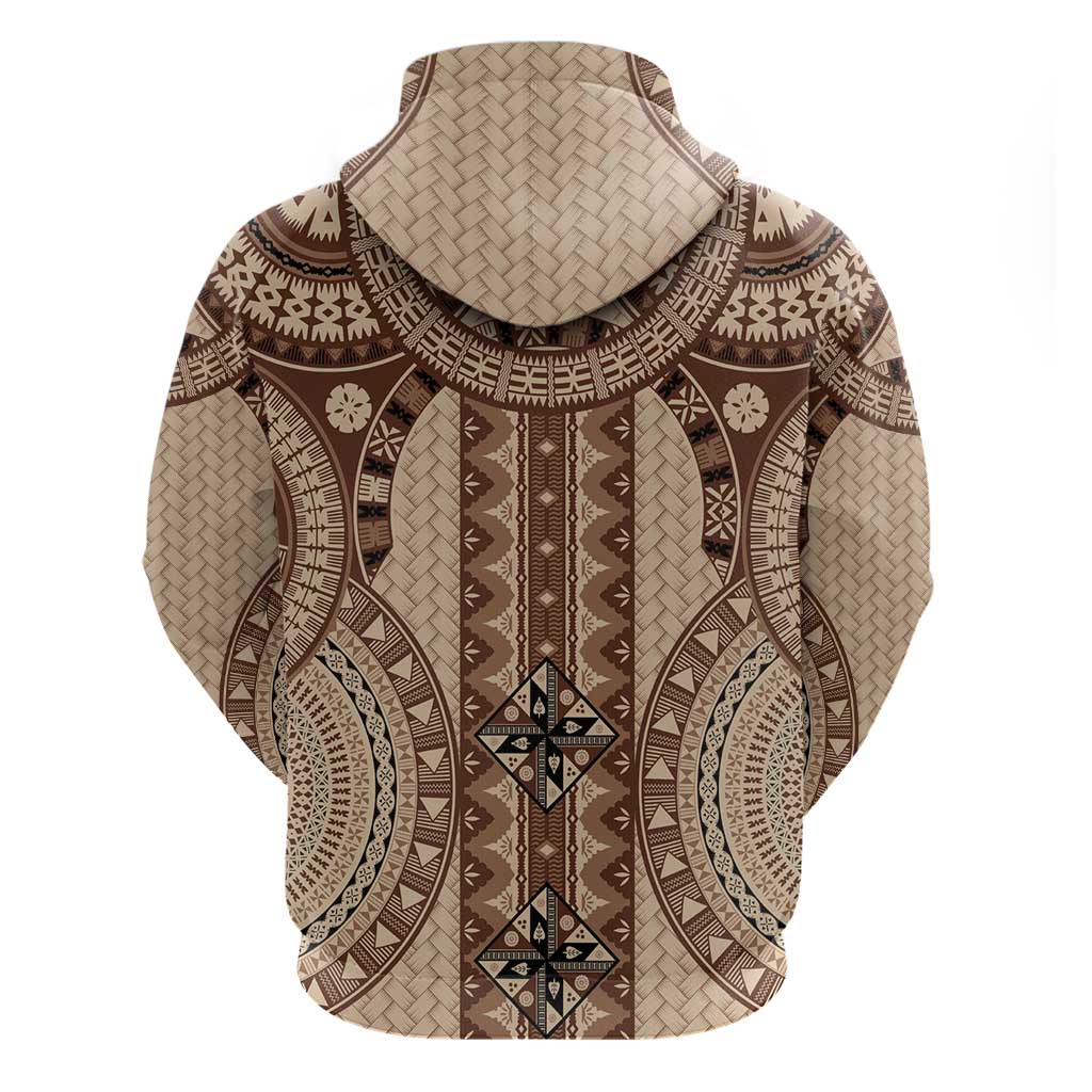Bula Fiji Vintage Zip Hoodie Brown Masi Motifs