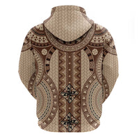 Bula Fiji Vintage Zip Hoodie Brown Masi Motifs