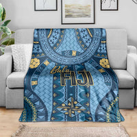 Bula Fiji Vintage Blanket Prussian Blue Masi Motifs