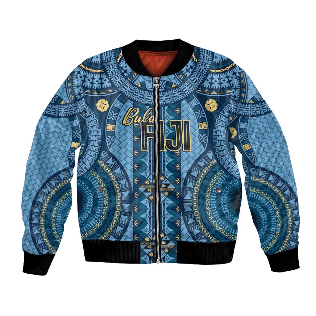 Bula Fiji Vintage Bomber Jacket Prussian Blue Masi Motifs
