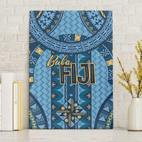 Bula Fiji Vintage Canvas Wall Art Prussian Blue Masi Motifs