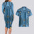 Bula Fiji Vintage Couples Matching Long Sleeve Bodycon Dress and Hawaiian Shirt Prussian Blue Masi Motifs