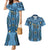 Bula Fiji Vintage Couples Matching Mermaid Dress and Hawaiian Shirt Prussian Blue Masi Motifs