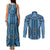 Bula Fiji Vintage Couples Matching Tank Maxi Dress and Long Sleeve Button Shirt Prussian Blue Masi Motifs