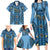 Bula Fiji Vintage Family Matching Long Sleeve Bodycon Dress and Hawaiian Shirt Prussian Blue Masi Motifs