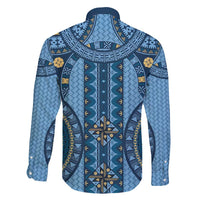 Bula Fiji Vintage Family Matching Mermaid Dress and Hawaiian Shirt Prussian Blue Masi Motifs