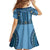 Bula Fiji Vintage Family Matching Off The Shoulder Long Sleeve Dress and Hawaiian Shirt Prussian Blue Masi Motifs