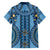 Bula Fiji Vintage Family Matching Off The Shoulder Long Sleeve Dress and Hawaiian Shirt Prussian Blue Masi Motifs