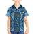 Bula Fiji Vintage Family Matching Off The Shoulder Long Sleeve Dress and Hawaiian Shirt Prussian Blue Masi Motifs