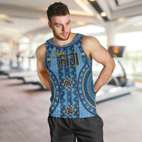 Bula Fiji Vintage Men Tank Top Prussian Blue Masi Motifs