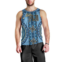 Bula Fiji Vintage Men Tank Top Prussian Blue Masi Motifs