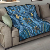 Bula Fiji Vintage Quilt Prussian Blue Masi Motifs