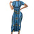 Bula Fiji Vintage Short Sleeve Bodycon Dress Prussian Blue Masi Motifs