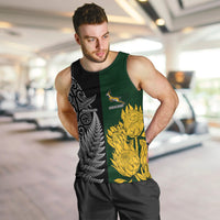 Personalised New Zealand Mix South Africa Rugby Men Tank Top Protea Vs. Silver Ferns LT7 - Polynesian Pride