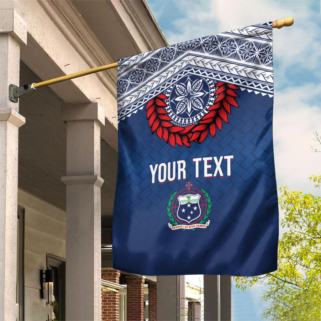 Manu Samoa Rugby Custom Navy Blue Garden Flag ʻIe Toga Pattern With Red Ula fala