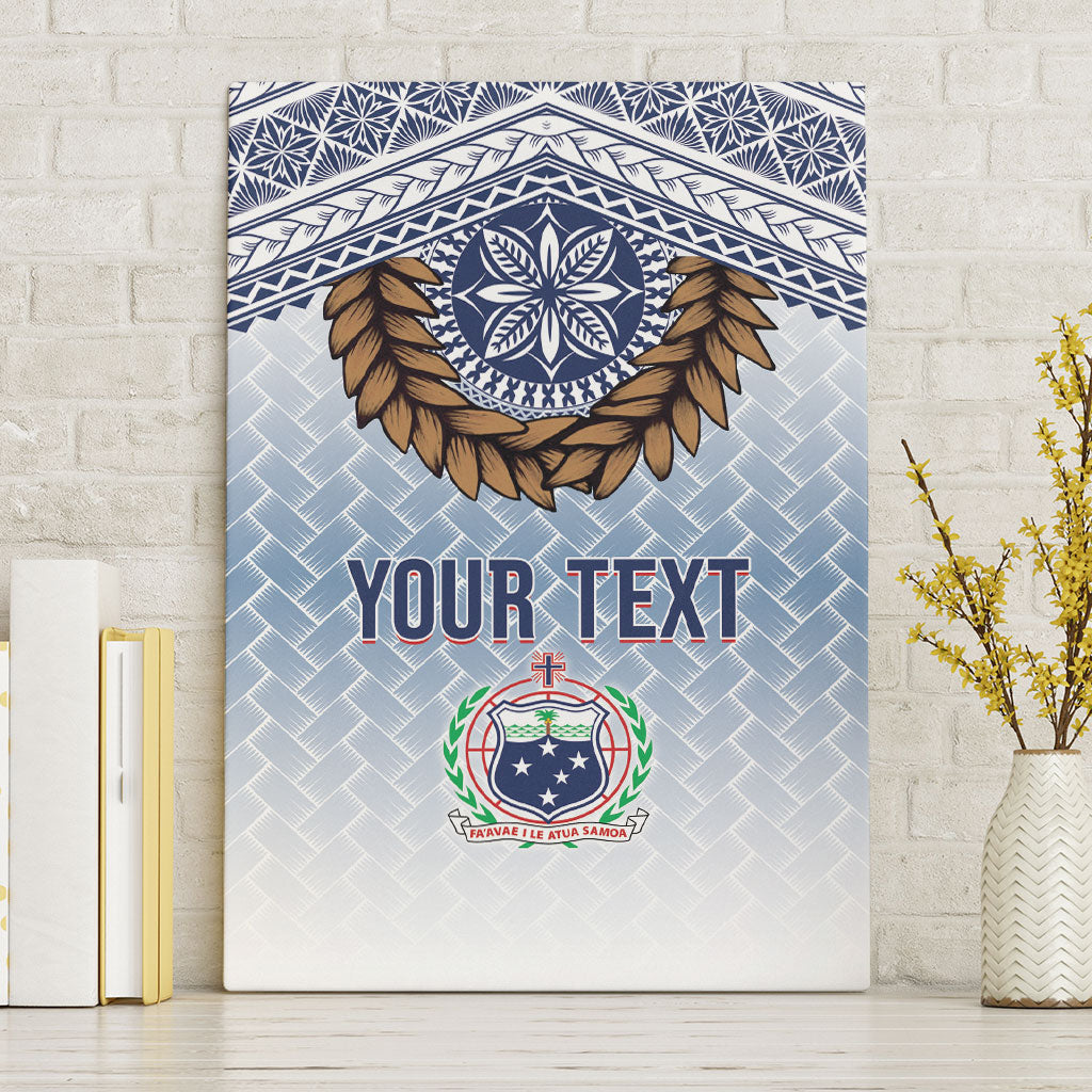 Manu Samoa Rugby Custom White Canvas Wall Art ʻIe Toga Pattern With Brown Ula fala