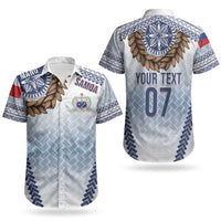 Manu Samoa Rugby Custom White Couples Matching Mermaid Dress and Hawaiian Shirt ʻIe Toga Pattern With Brown Ula fala LT7 - Polynesian Pride