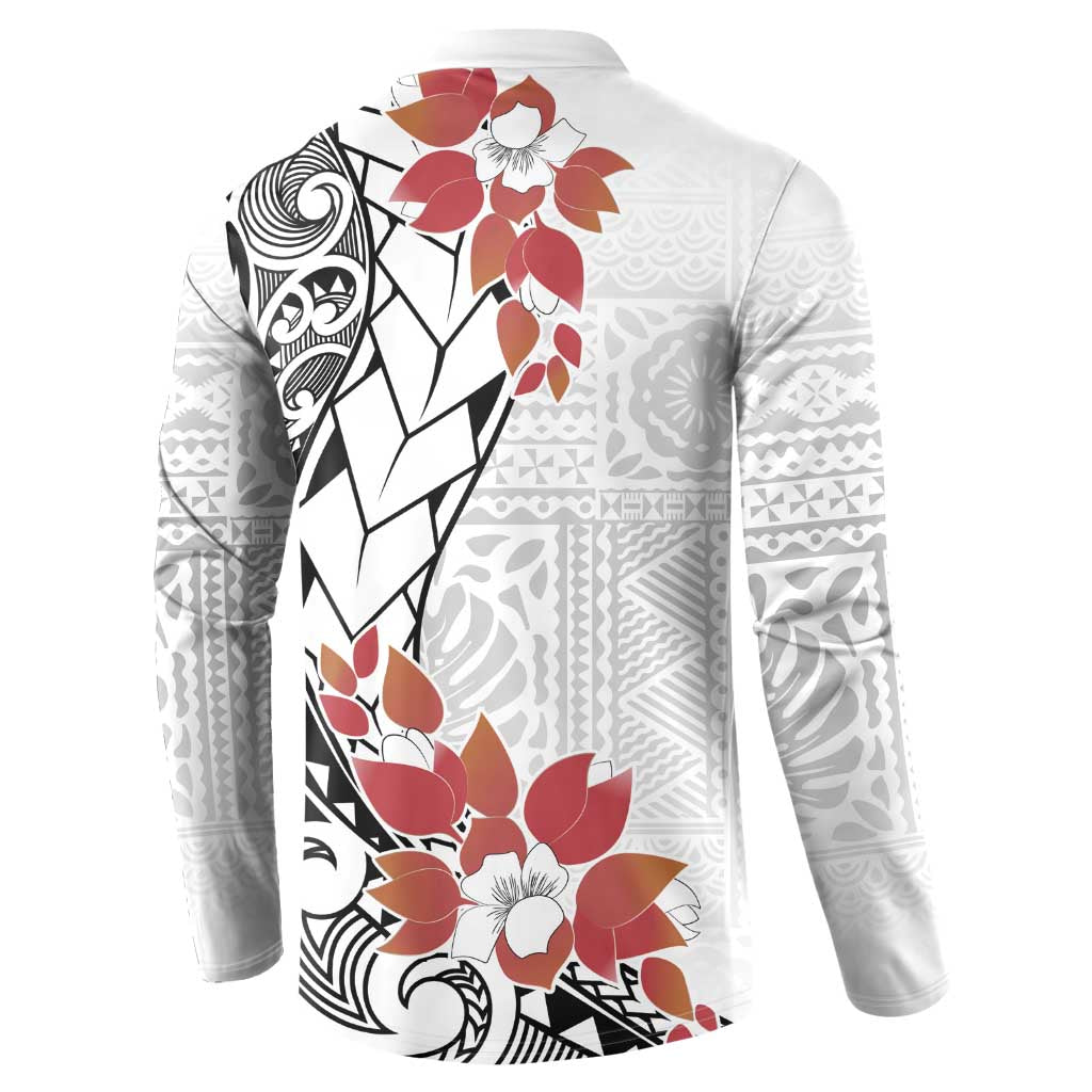 Bula Fiji Day Button Sweatshirt Tagimaucia on Masi Pattern LT7 - Polynesian Pride