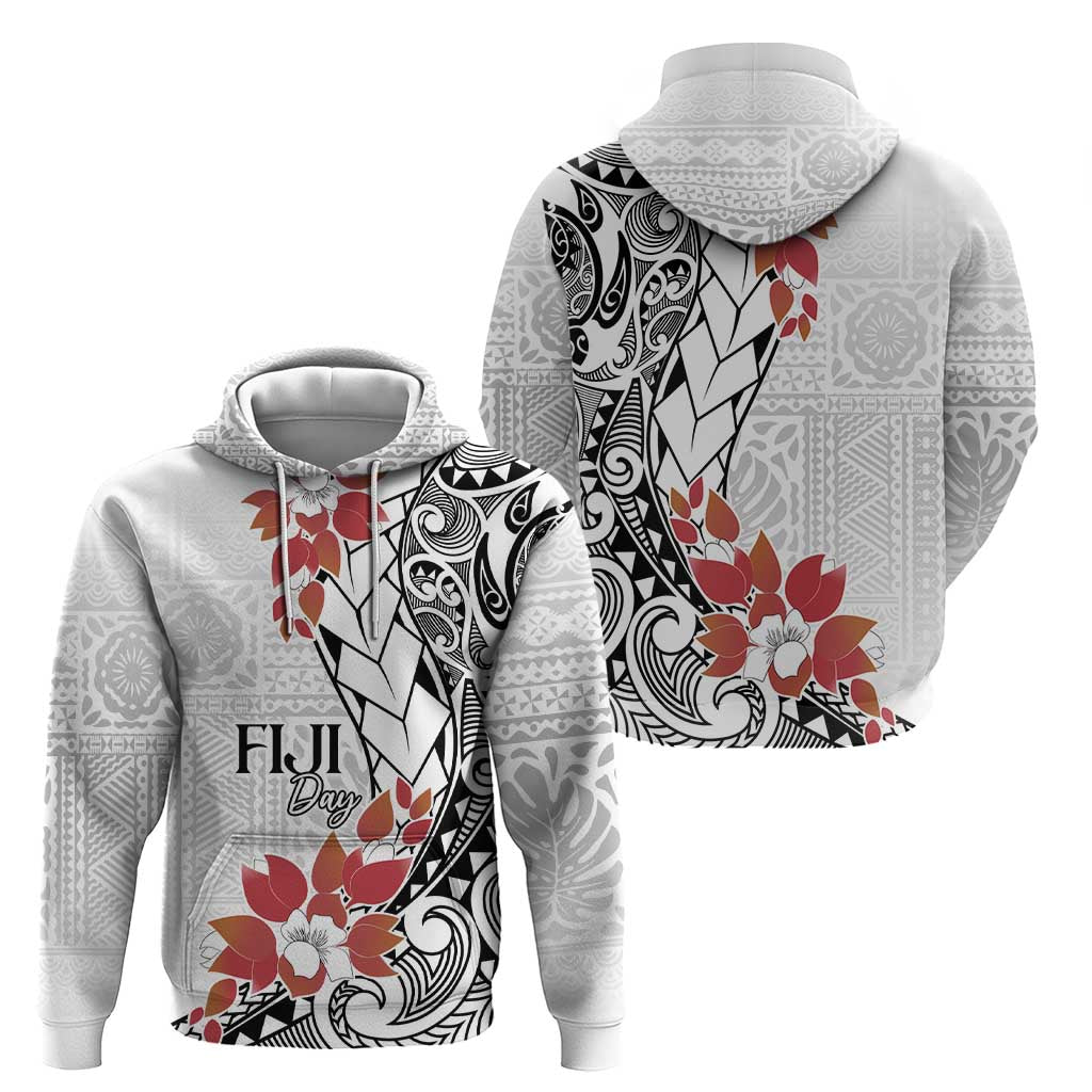 Bula Fiji Day Zip Hoodie Tagimaucia on Masi Pattern LT7 - Polynesian Pride