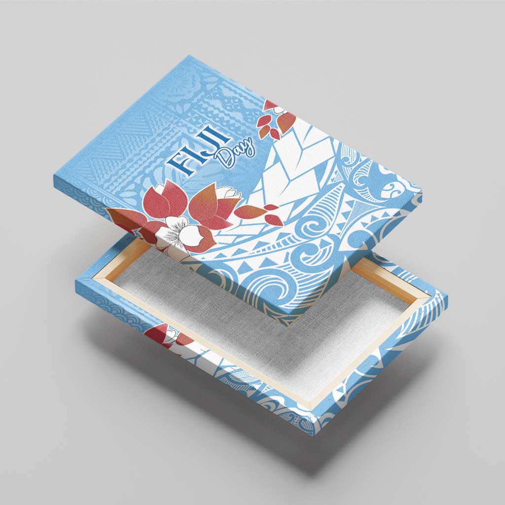 Bula Fiji Day Canvas Wall Art Tagimaucia on Masi Pattern - Turquoise