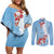 Bula Fiji Day Couples Matching Off Shoulder Short Dress and Long Sleeve Button Shirt Tagimaucia on Masi Pattern - Turquoise