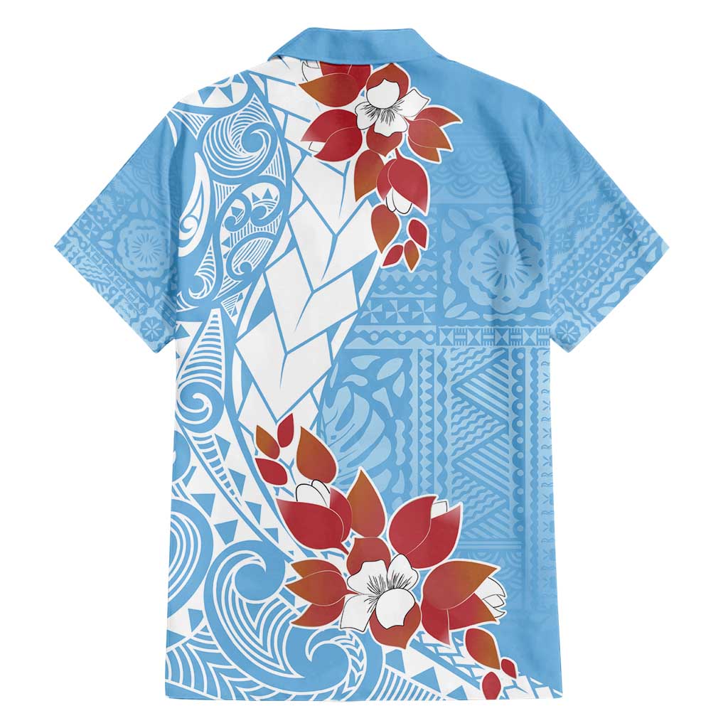 Bula Fiji Day Family Matching Long Sleeve Bodycon Dress and Hawaiian Shirt Tagimaucia on Masi Pattern - Turquoise
