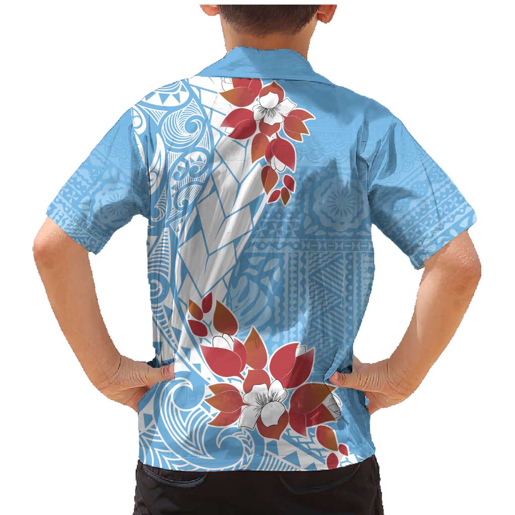 Bula Fiji Day Family Matching Mermaid Dress and Hawaiian Shirt Tagimaucia on Masi Pattern - Turquoise LT7 - Polynesian Pride