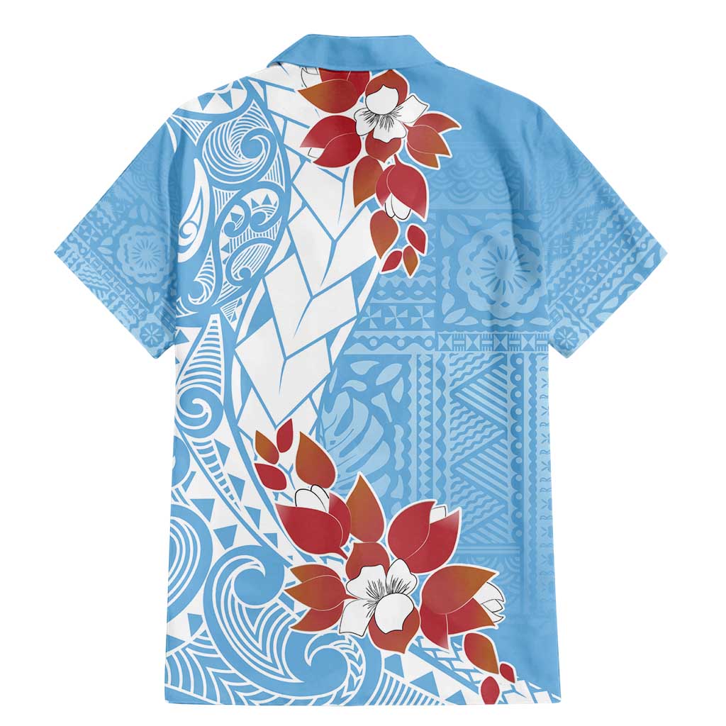 Bula Fiji Day Family Matching Mermaid Dress and Hawaiian Shirt Tagimaucia on Masi Pattern - Turquoise LT7 - Polynesian Pride