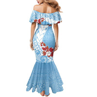 Bula Fiji Day Family Matching Mermaid Dress and Hawaiian Shirt Tagimaucia on Masi Pattern - Turquoise LT7 - Polynesian Pride