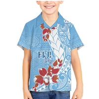 Bula Fiji Day Family Matching Mermaid Dress and Hawaiian Shirt Tagimaucia on Masi Pattern - Turquoise LT7 Son's Shirt Turquoise - Polynesian Pride