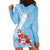 Bula Fiji Day Hoodie Dress Tagimaucia on Masi Pattern - Turquoise