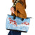 Bula Fiji Day Leather Tote Bag Tagimaucia on Masi Pattern - Turquoise