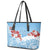 Bula Fiji Day Leather Tote Bag Tagimaucia on Masi Pattern - Turquoise