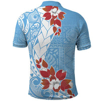 Bula Fiji Day Polo Shirt Tagimaucia on Masi Pattern - Turquoise LT7 - Polynesian Pride