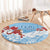 Bula Fiji Day Round Carpet Tagimaucia on Masi Pattern - Turquoise