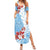 Bula Fiji Day Summer Maxi Dress Tagimaucia on Masi Pattern - Turquoise