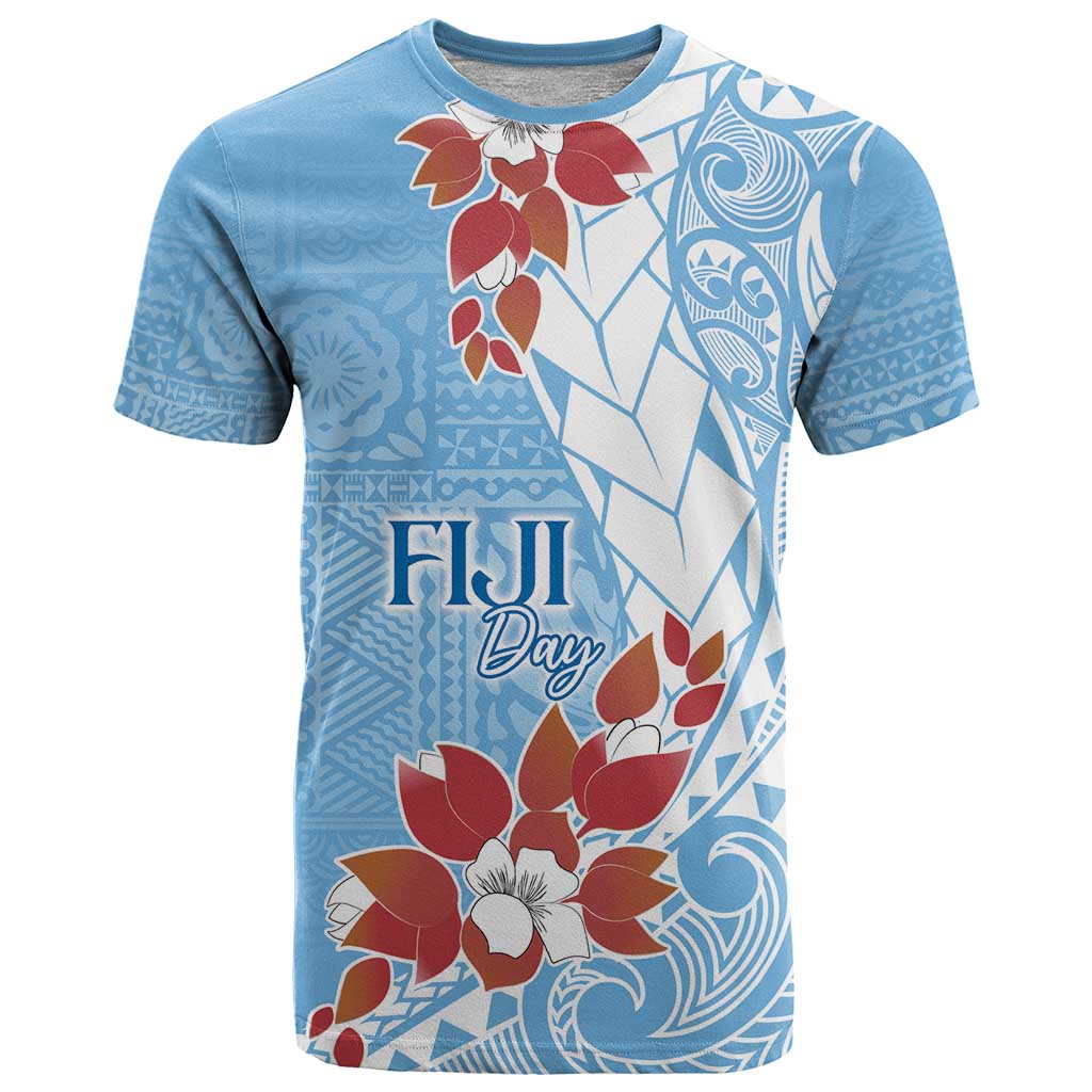 Bula Fiji Day T Shirt Tagimaucia on Masi Pattern - Turquoise LT7 Turquoise - Polynesian Pride