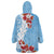 Bula Fiji Day Wearable Blanket Hoodie Tagimaucia on Masi Pattern - Turquoise