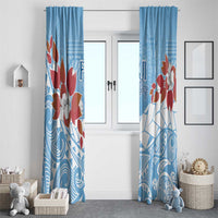 Bula Fiji Day Window Curtain Tagimaucia on Masi Pattern - Turquoise